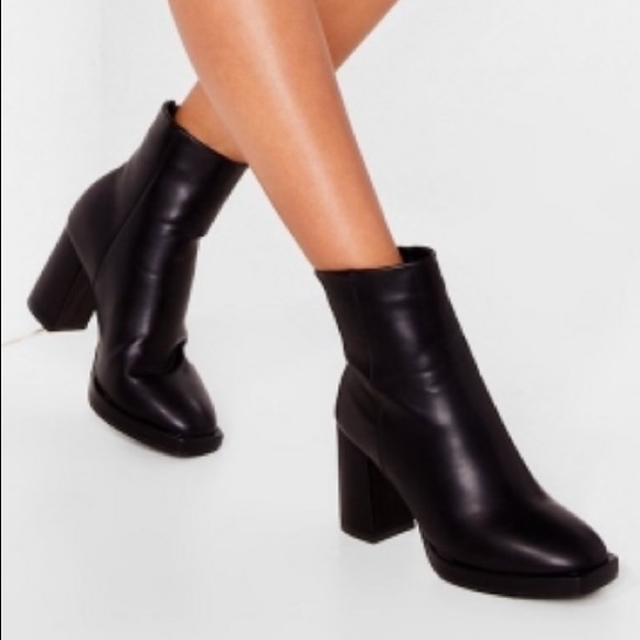 square toe platform booties - Picture 2 of 4